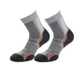 Grey-Orange - Side - 1000 Mile Mens Trail Socks (Pack of 2)
