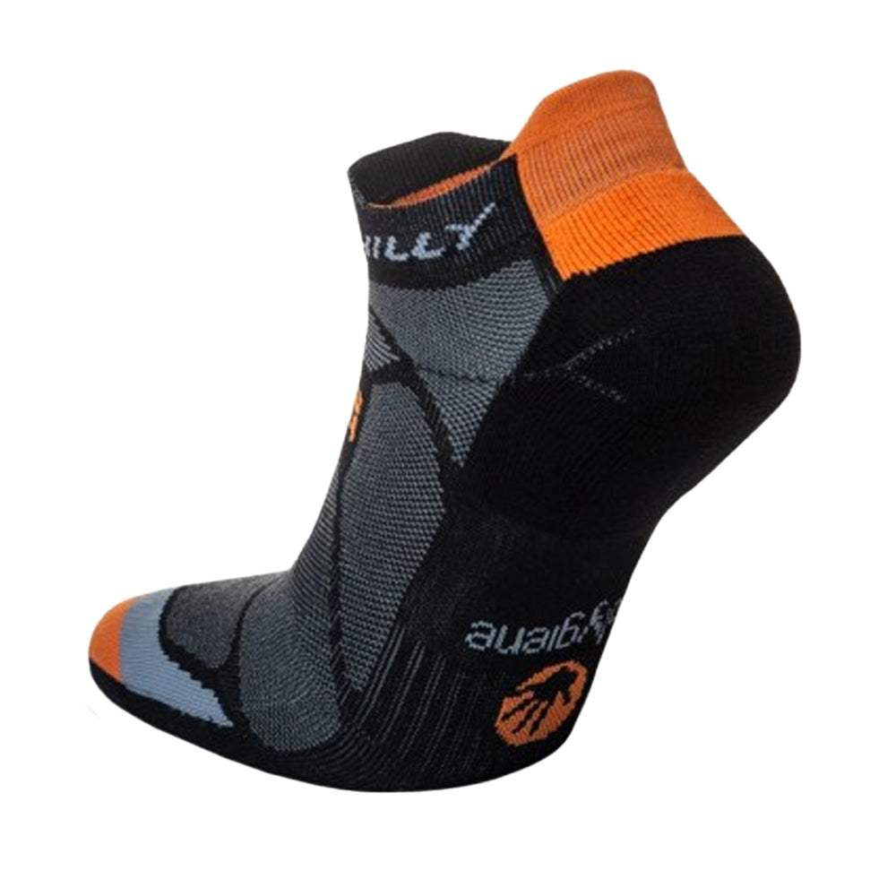 Black-Orange - Back - Hilly Unisex Adult Marathon Fresh Socks