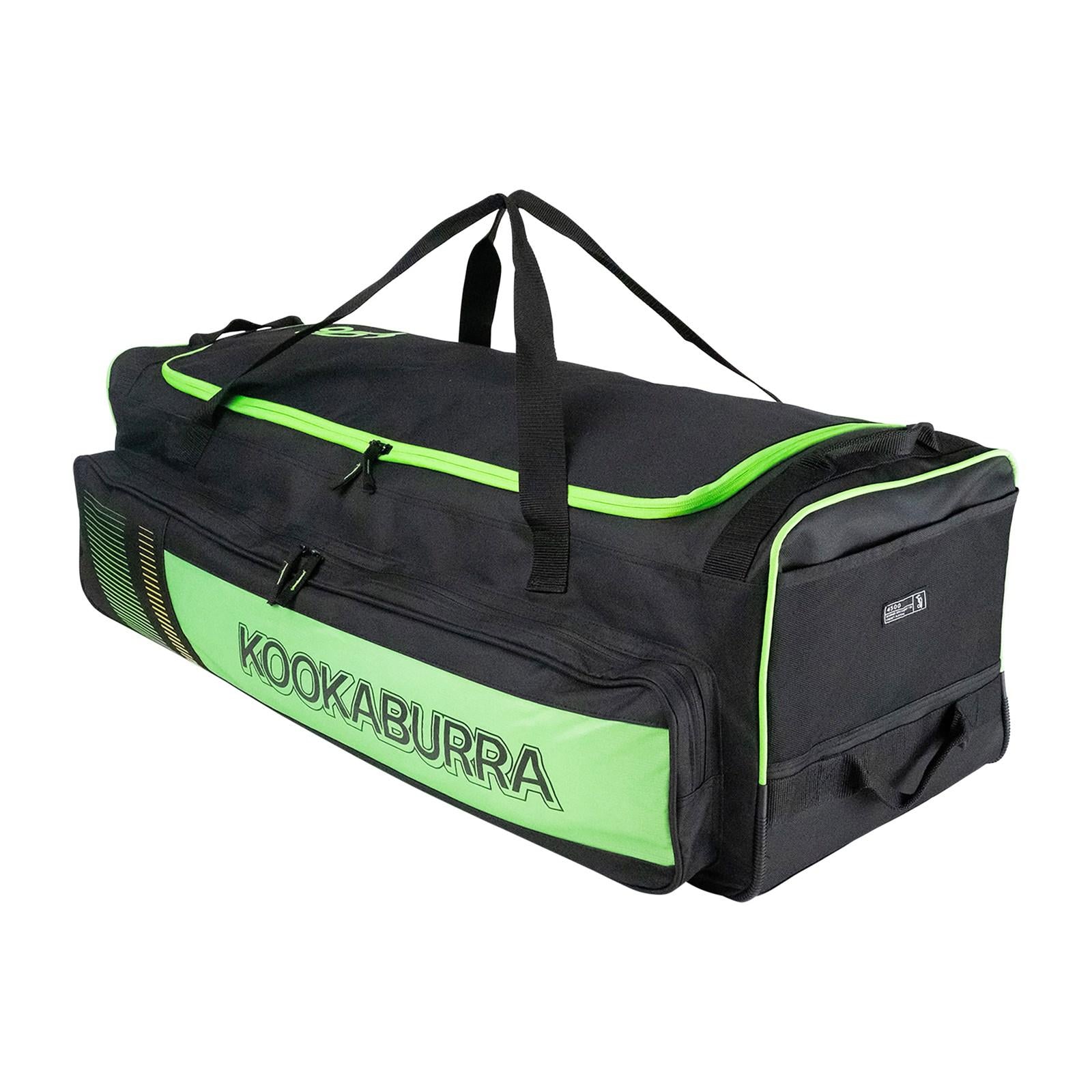 Black-Neon Green - Front - Kookaburra 4500 Cricket Wheelie Duffle Bag