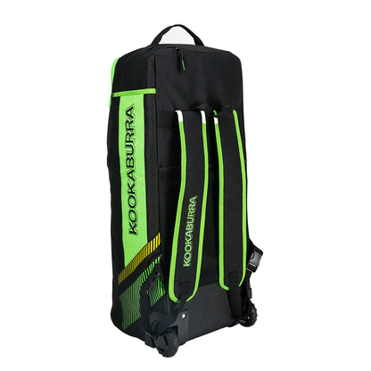Black-Neon Green - Back - Kookaburra WD6000 Cricket Wheelie Duffle Bag