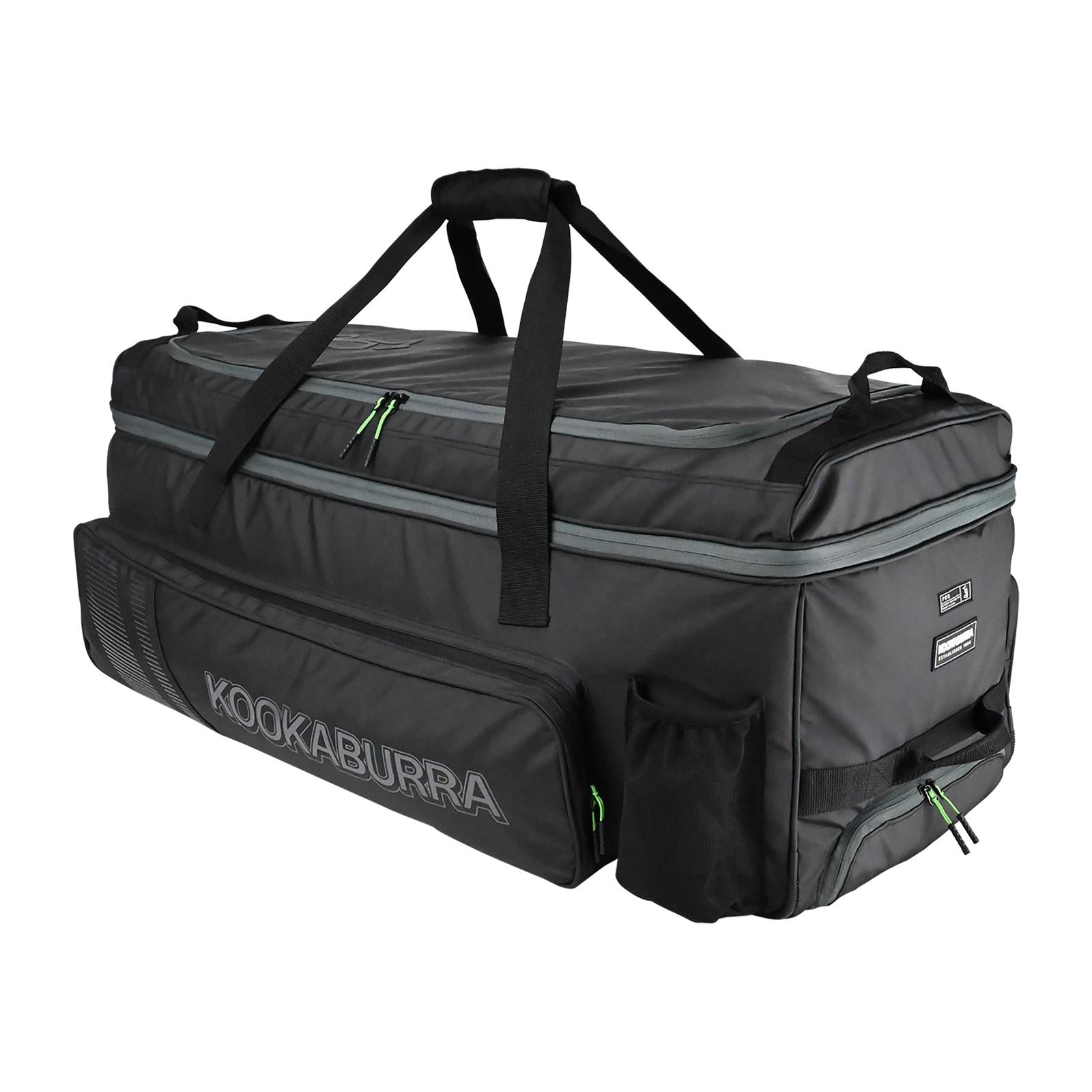 Black-Grey - Front - Kookaburra 2025 Pro Players Cricket Wheeled Duffel Bag