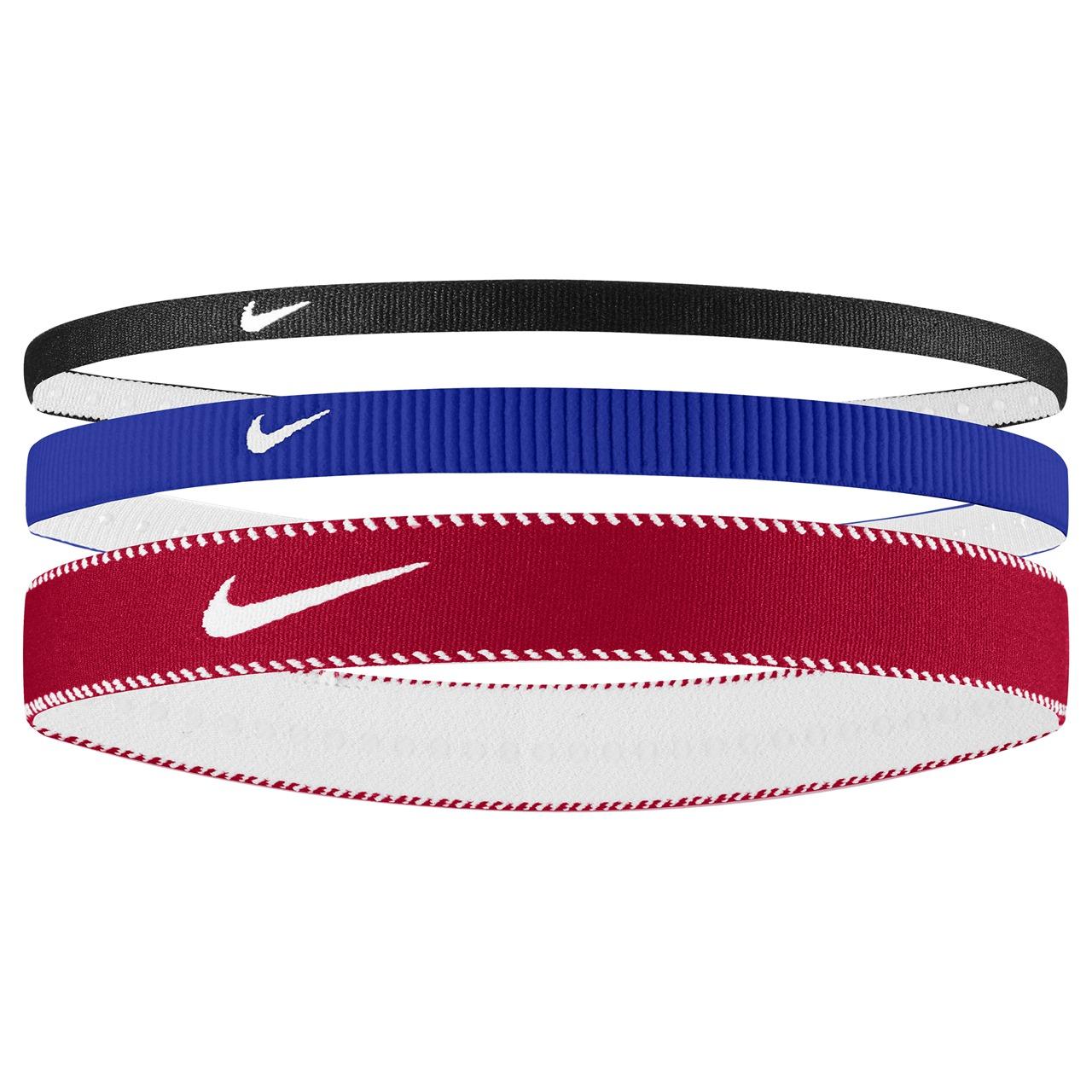 Red-Blue-Black - Front - Nike Classic Mixed Flexible Headband (Pack of 3)