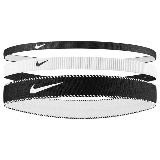 White-Black - Front - Nike Classic Mixed Flexible Headband (Pack of 3)