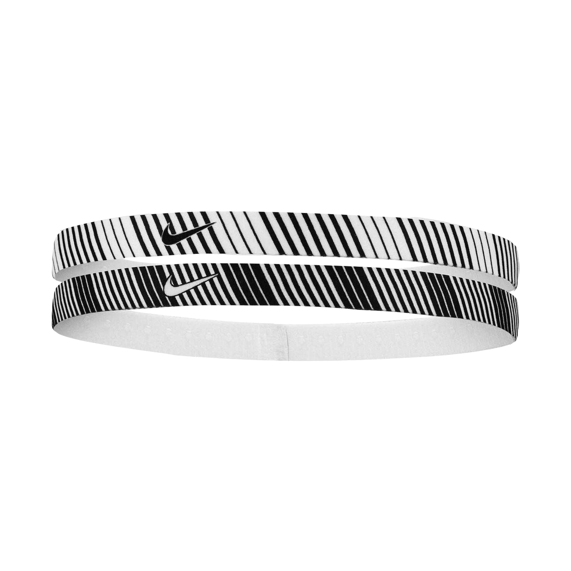 White-Black - Side - Nike Classic Printed Flexible Hairband (Pack of 6)