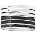 Black-White - Front - Nike Flexible Classic Hairband (Pack of 6)