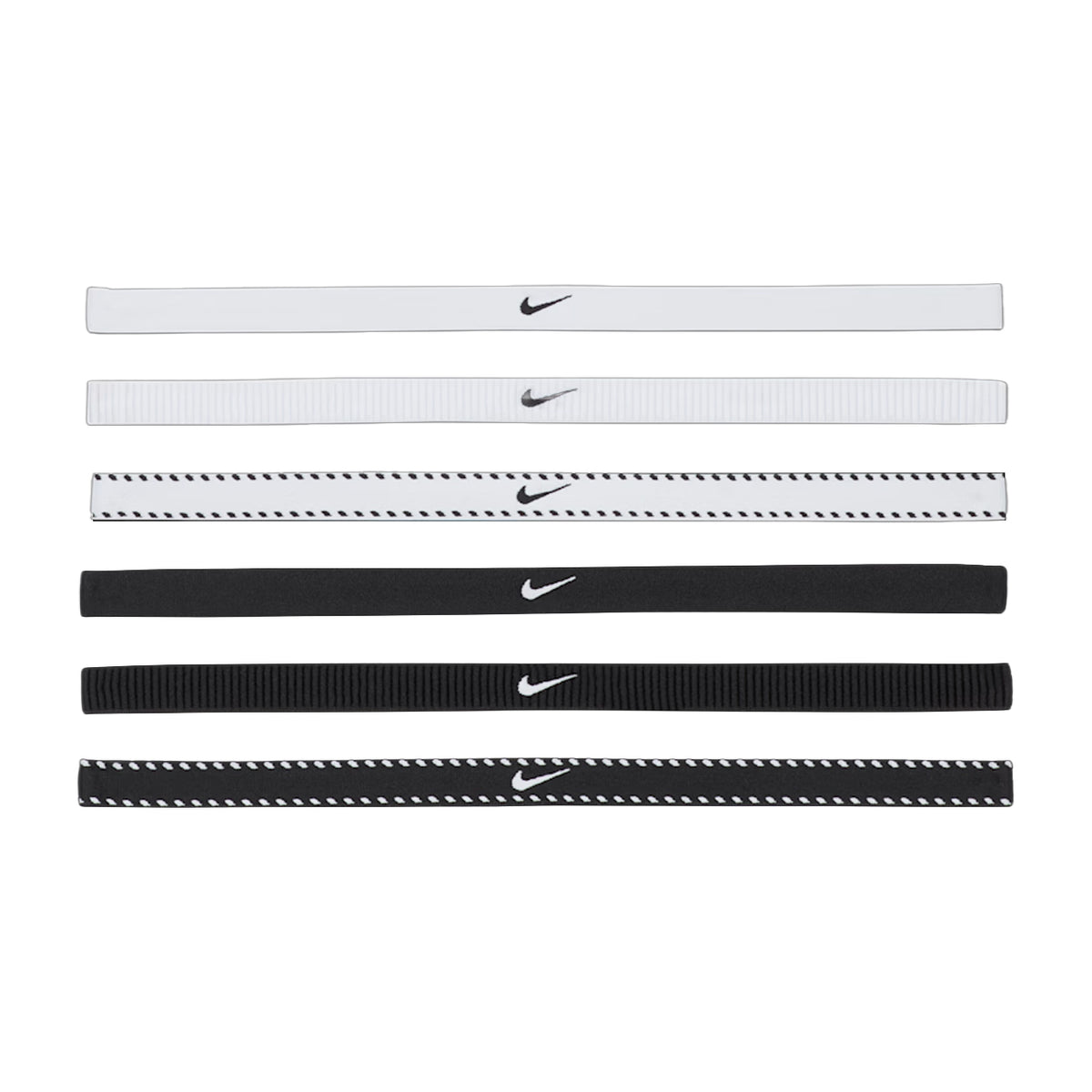 Black-White - Back - Nike Classic Flexible Slim Hairband (Pack of 6)