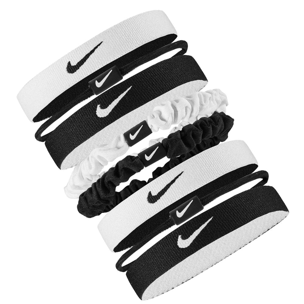 Black-White - Back - Nike Mixed Flexible Classic Hair Tie (Pack of 8)