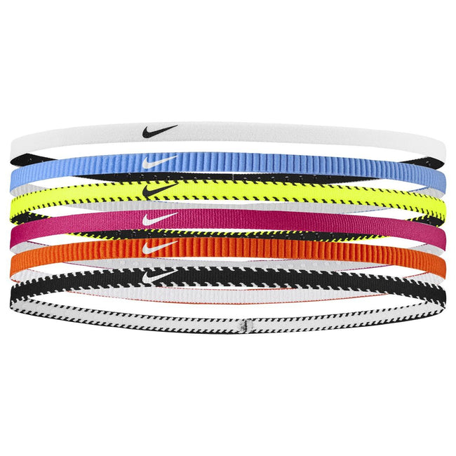 Multicoloured - Front - Nike Classic Flexible Slim Hairband (Pack of 6)