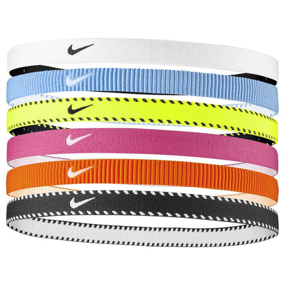 Volt-Pink-White - Front - Nike Classic Flexible Hairband (Pack of 6)