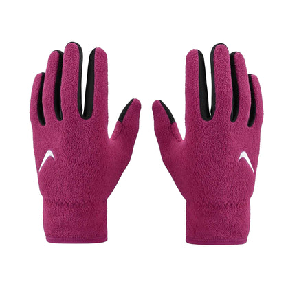 Burgundy - Front - Nike Childrens-Kids One Fleece Therma-Fit Gloves