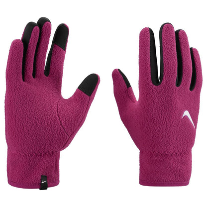 Burgundy - Side - Nike Childrens-Kids One Fleece Therma-Fit Gloves