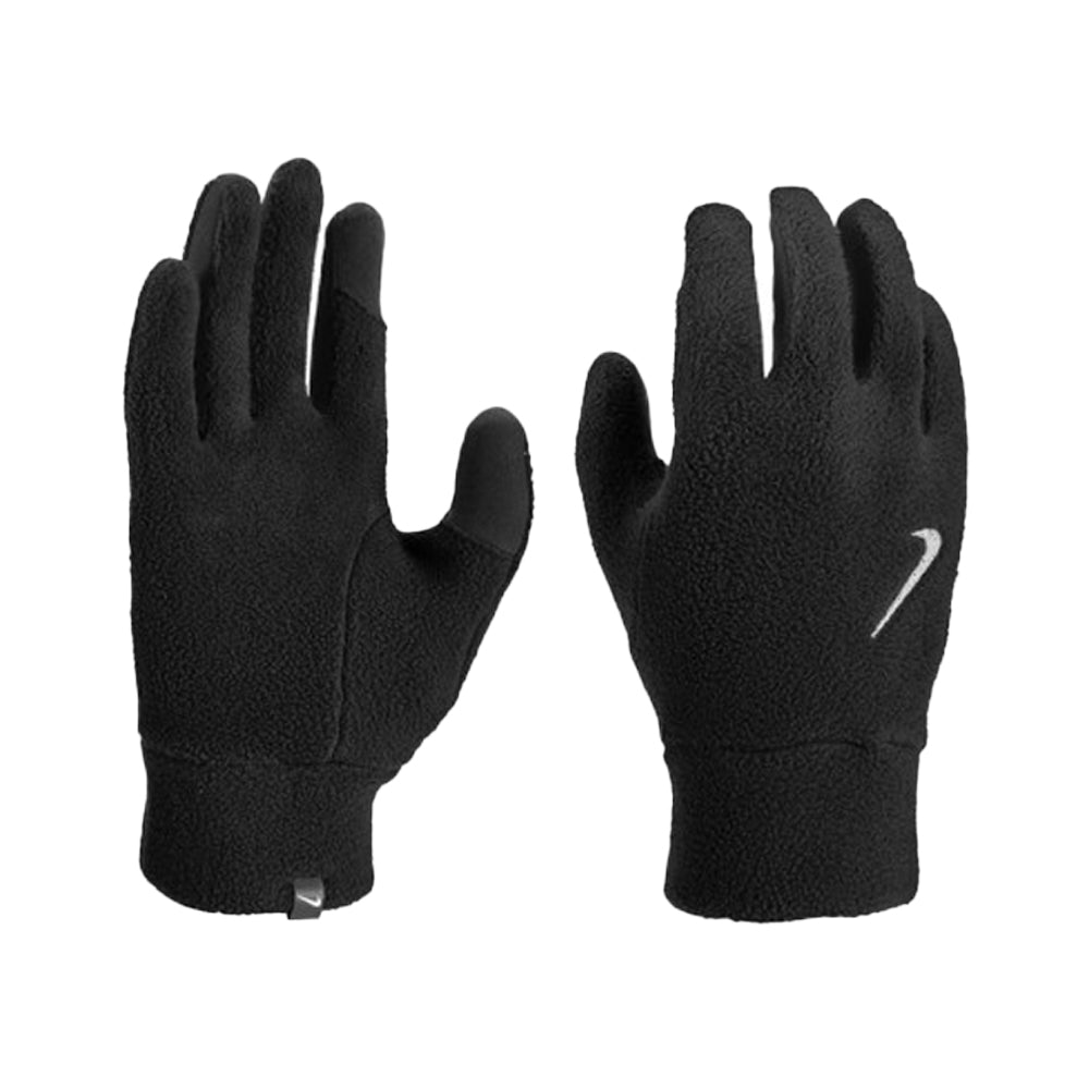 Black - Side - Nike Womens-Ladies Fleece Beanie & Gloves Set
