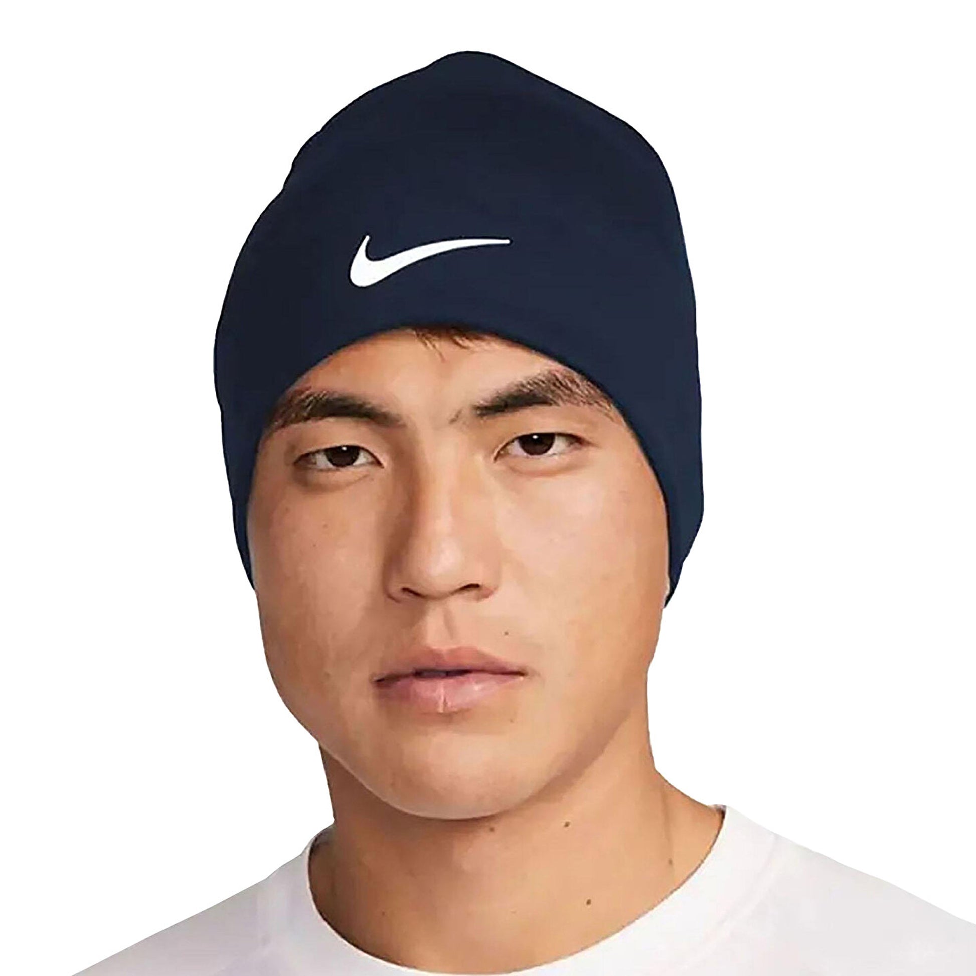 Navy - Side - Nike Therma Fit Swoosh Fleece Beanie