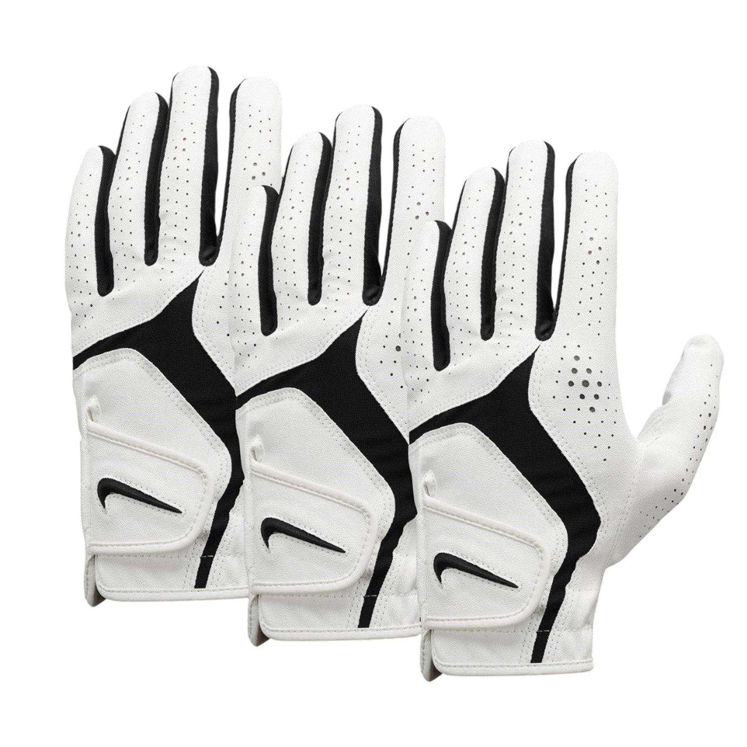 White-Black - Front - Nike Dura Feel X Golf Gloves (Pack of 3)