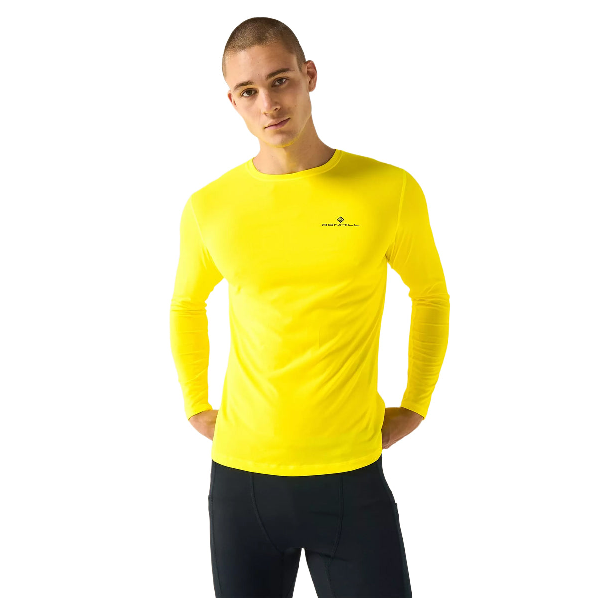 Fluorescent Yellow - Side - Ronhill Mens Core Long-Sleeved T-Shirt