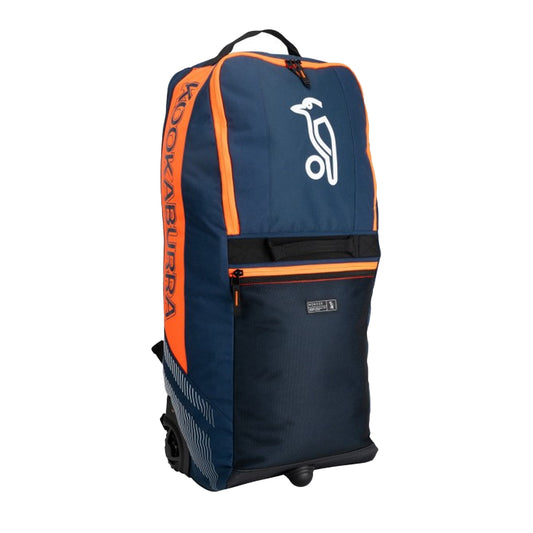 Navy-Orange - Front - Kookaburra 2026 WD6000 Wheelie Duffle Bag