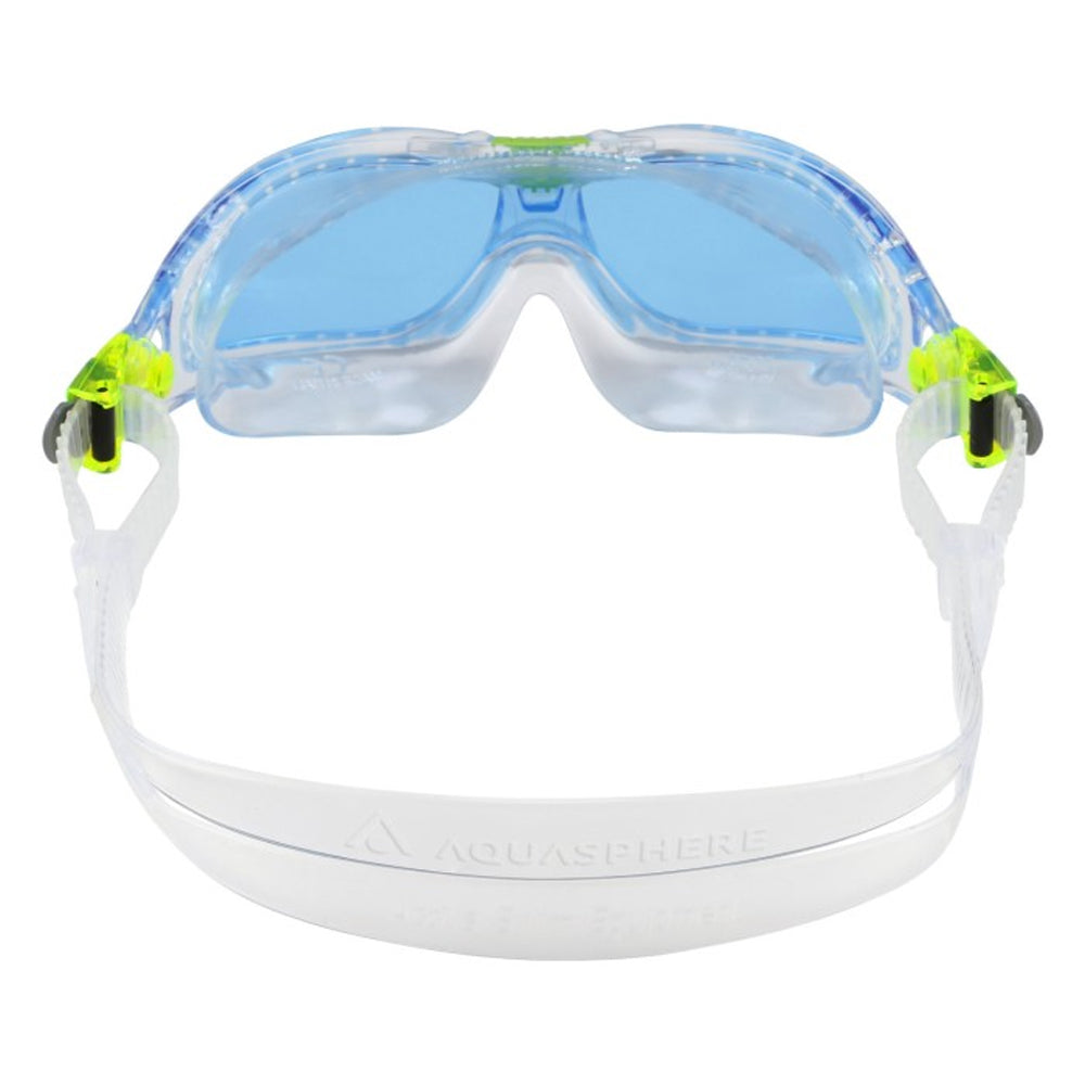 Transparent-Lime-Blue - Back - Aquasphere Childrens-Kids Seal Swimming Goggles