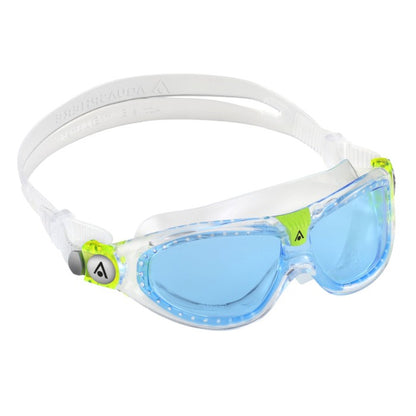 Transparent-Lime-Blue - Side - Aquasphere Childrens-Kids Seal Swimming Goggles