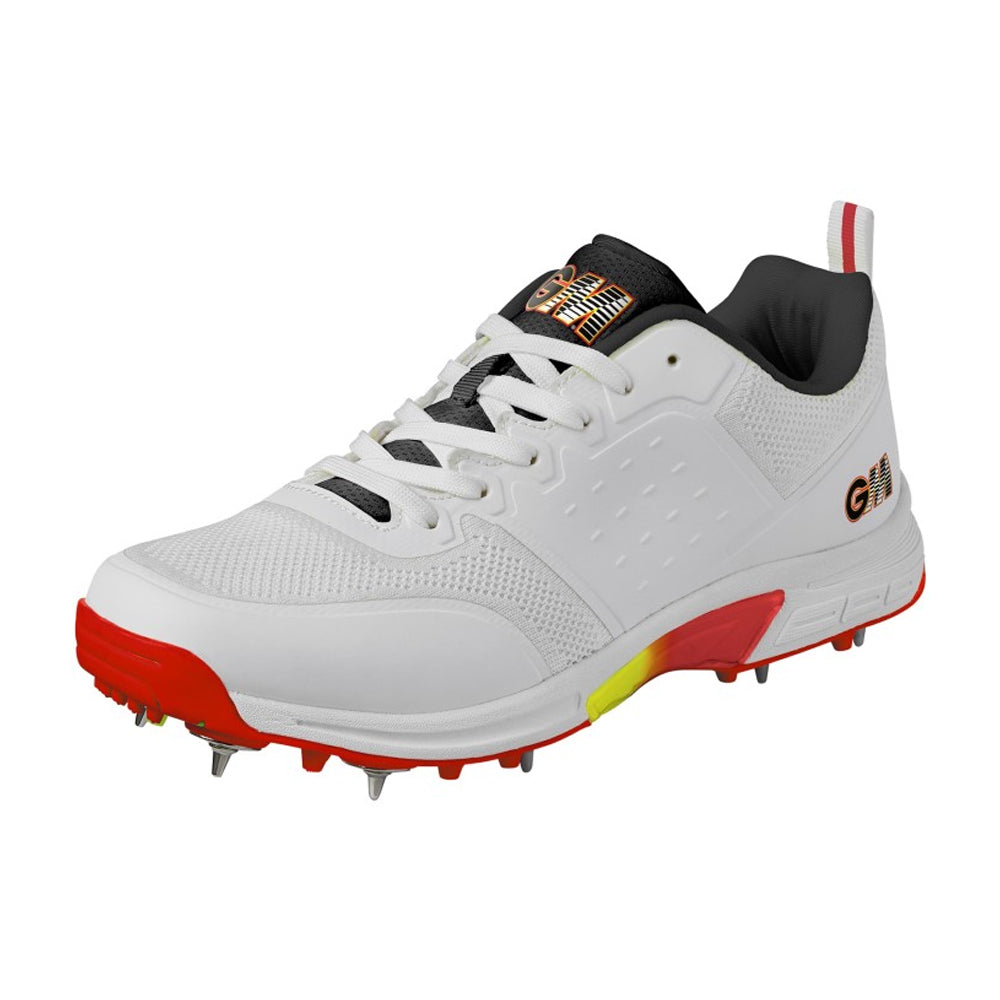 White-Red-Yellow - Front - Gunn And Moore Unisex Adult Rival Spikes Cricket Shoes