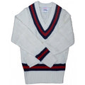 White-Navy-Red - Front - Carta Sport Mens Cricket Jumper