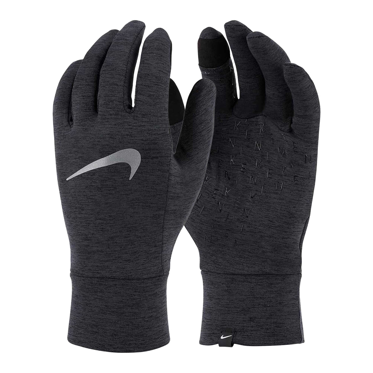 Black-Silver Marl - Side - Nike Mens Fleece Running Gloves