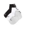 Black-White-Grey - Back - Puma Womens-Ladies Quarter Ankle Socks (Pack of 3)