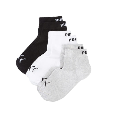 Black-Grey-White - Back - Puma Womens-Ladies Quarter Ankle Socks (Pack of 3)