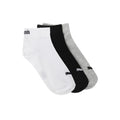 Black-White-Grey - Side - Puma Womens-Ladies Quarter Ankle Socks (Pack of 3)