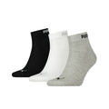 Black-Grey-White - Front - Puma Womens-Ladies Quarter Ankle Socks (Pack of 3)