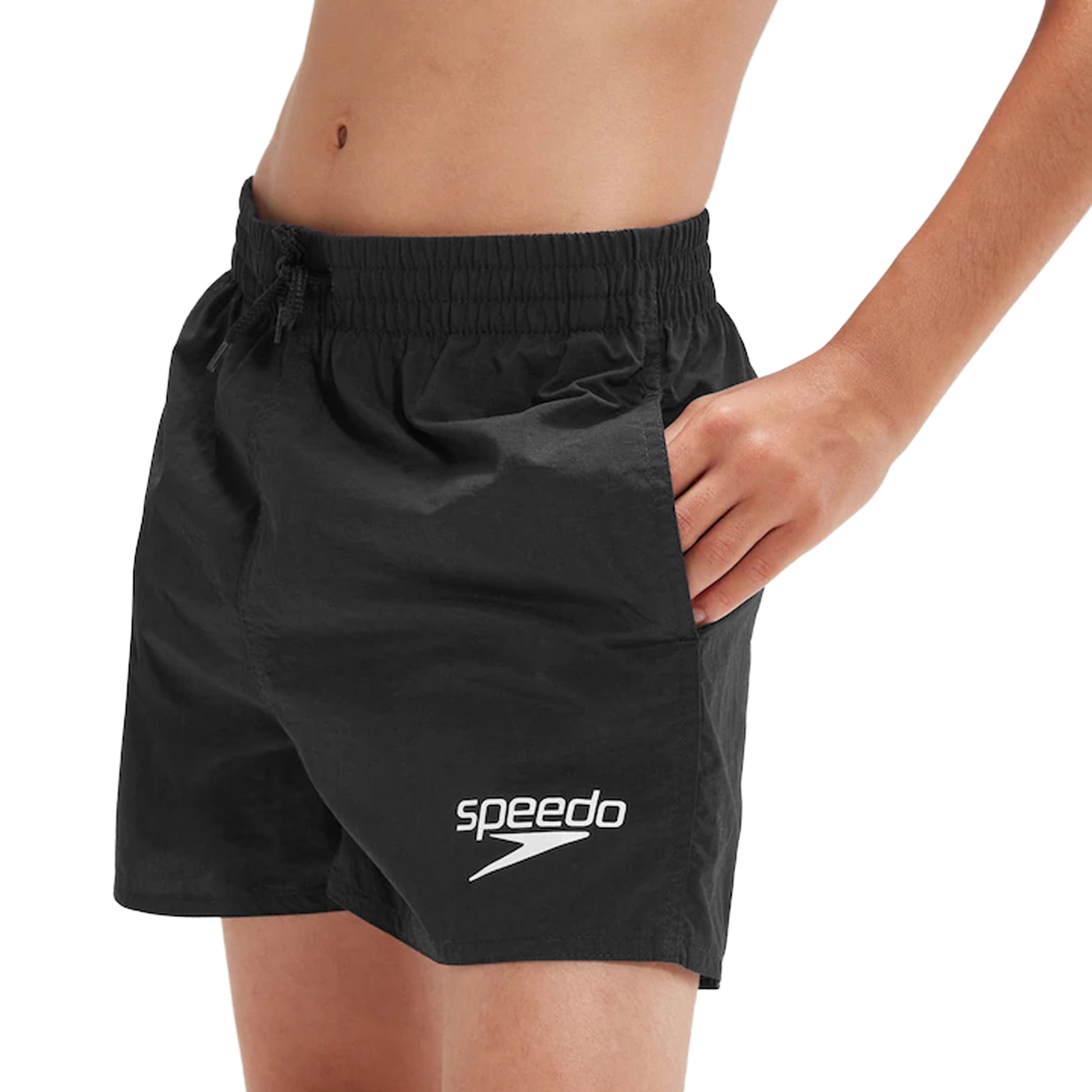 Black - Side - Speedo Childrens-Kids Essential Swim Shorts