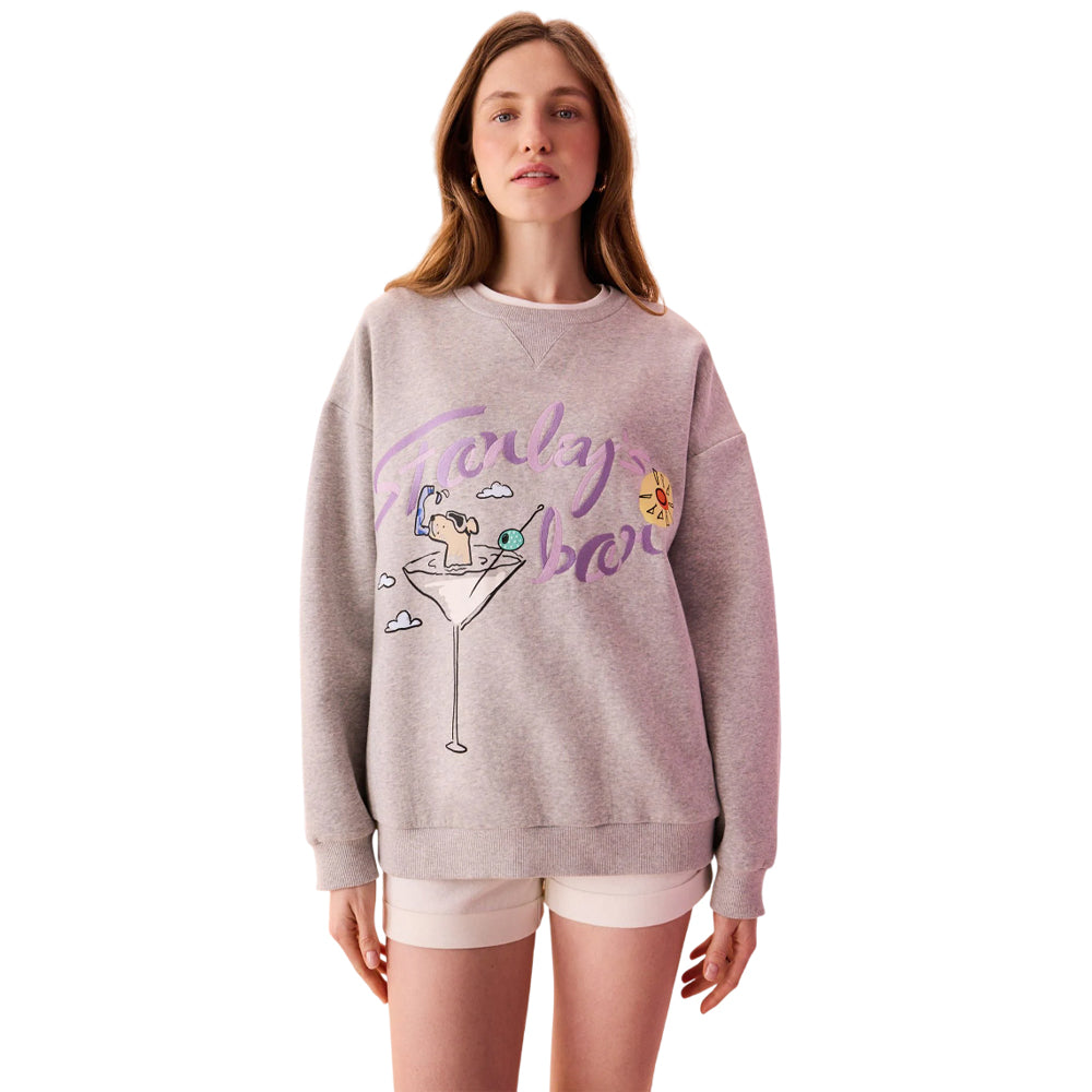 Grey - Lifestyle - Cath Kidston Womens-Ladies Stanley Martini Glass Sweatshirt