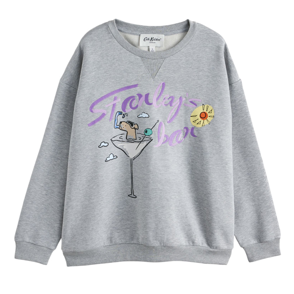 Grey - Front - Cath Kidston Womens-Ladies Stanley Martini Glass Sweatshirt