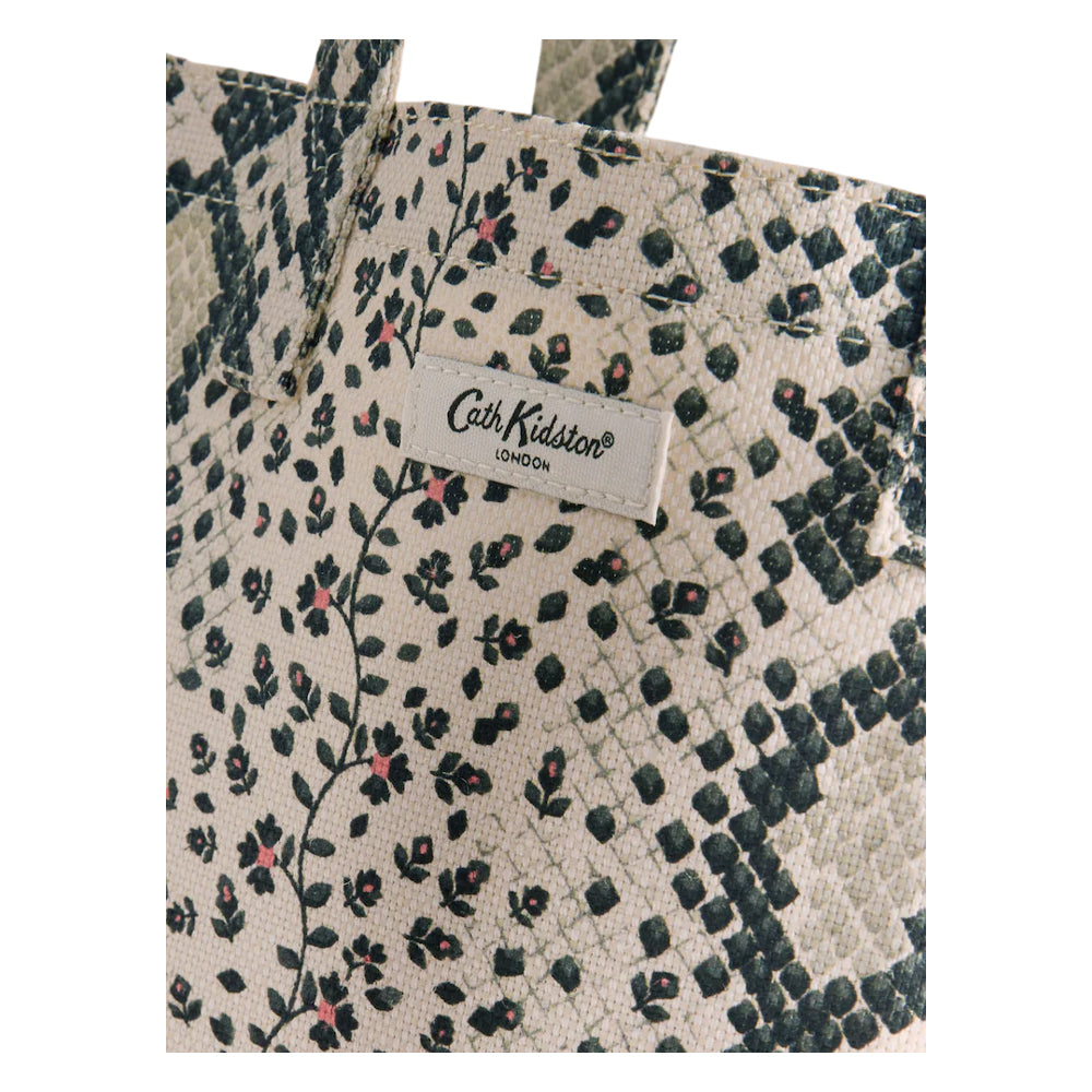 Beige-Black - Back - Cath Kidston Snake Print Cotton Jute Book Bag