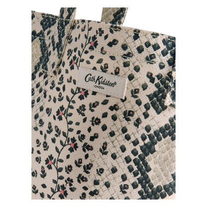 Beige-Black - Back - Cath Kidston Snake Print Cotton Jute Book Bag