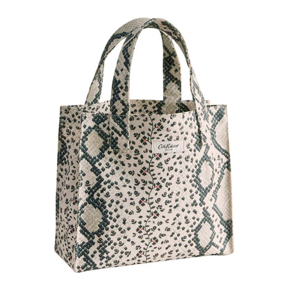 Beige-Black - Front - Cath Kidston Snake Print Cotton Jute Book Bag