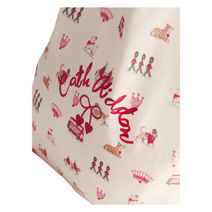 Cream - Back - Cath Kidston London Pattern Cotton Canvas Tote Bag