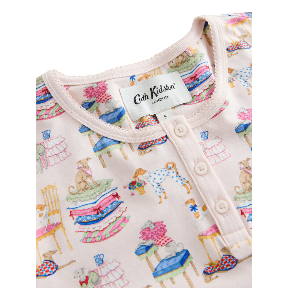 Pink - Back - Cath Kidston Womens-Ladies Dogs Cotton Jersey Pyjama Set