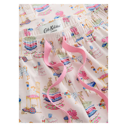 Pink - Side - Cath Kidston Womens-Ladies Dogs Cotton Jersey Pyjama Set
