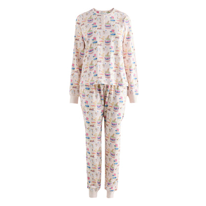 Pink - Front - Cath Kidston Womens-Ladies Dogs Cotton Jersey Pyjama Set