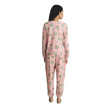 Pink - Pack Shot - Cath Kidston Womens-Ladies Lily-of-the-Valley Cotton Long Pyjama Set