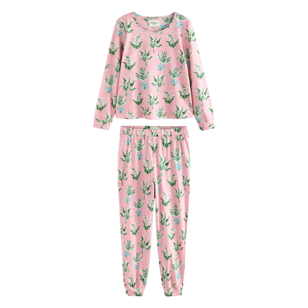 Pink - Front - Cath Kidston Womens-Ladies Lily-of-the-Valley Cotton Long Pyjama Set