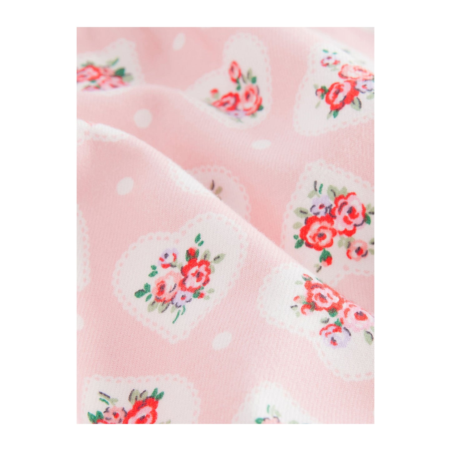 Pink - Side - Cath Kidston Girls Flower & Heart Woven Button Through Pyjama Set