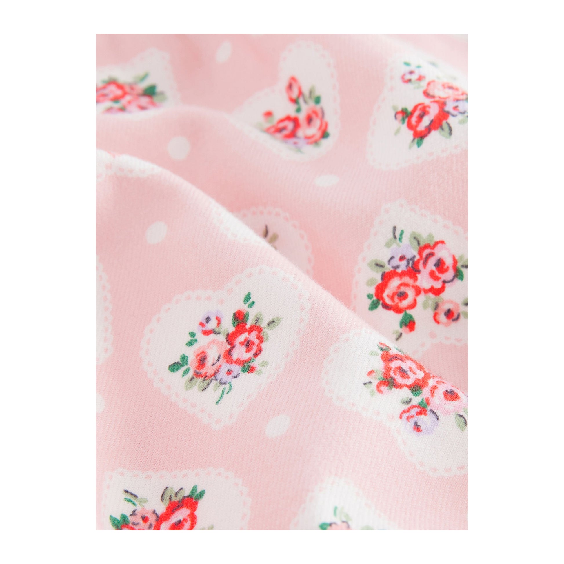 Pink - Side - Cath Kidston Girls Flower & Heart Woven Button Through Pyjama Set