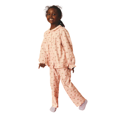 Pink - Lifestyle - Cath Kidston Girls Flower & Heart Woven Button Through Pyjama Set