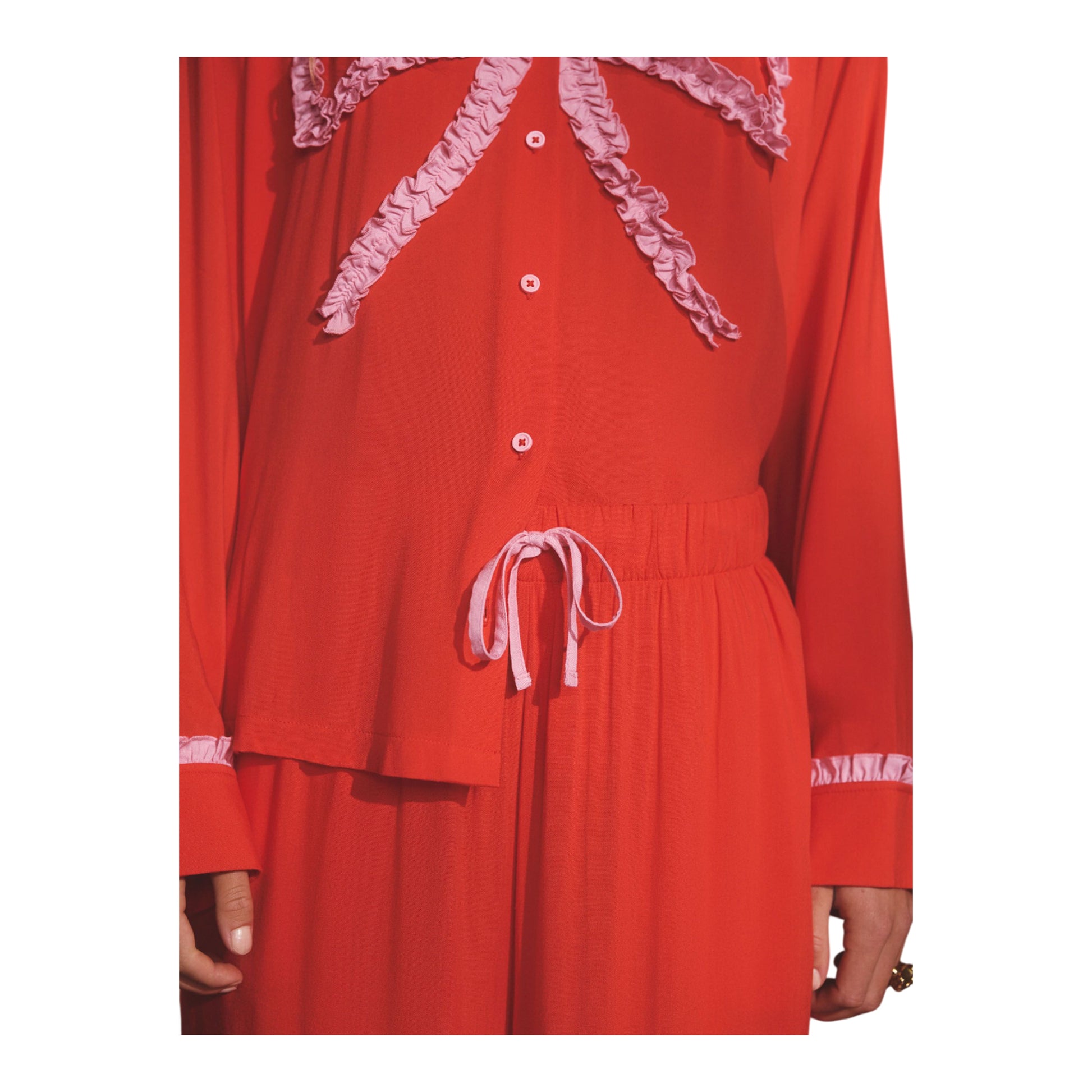 Red - Back - Cath Kidston Womens-Ladies Bow Viscose Long-Sleeved Pyjama Set