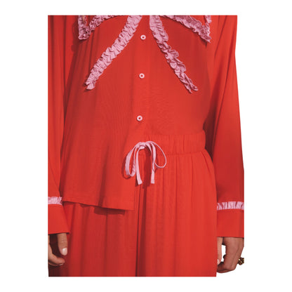 Red - Back - Cath Kidston Womens-Ladies Bow Viscose Long-Sleeved Pyjama Set