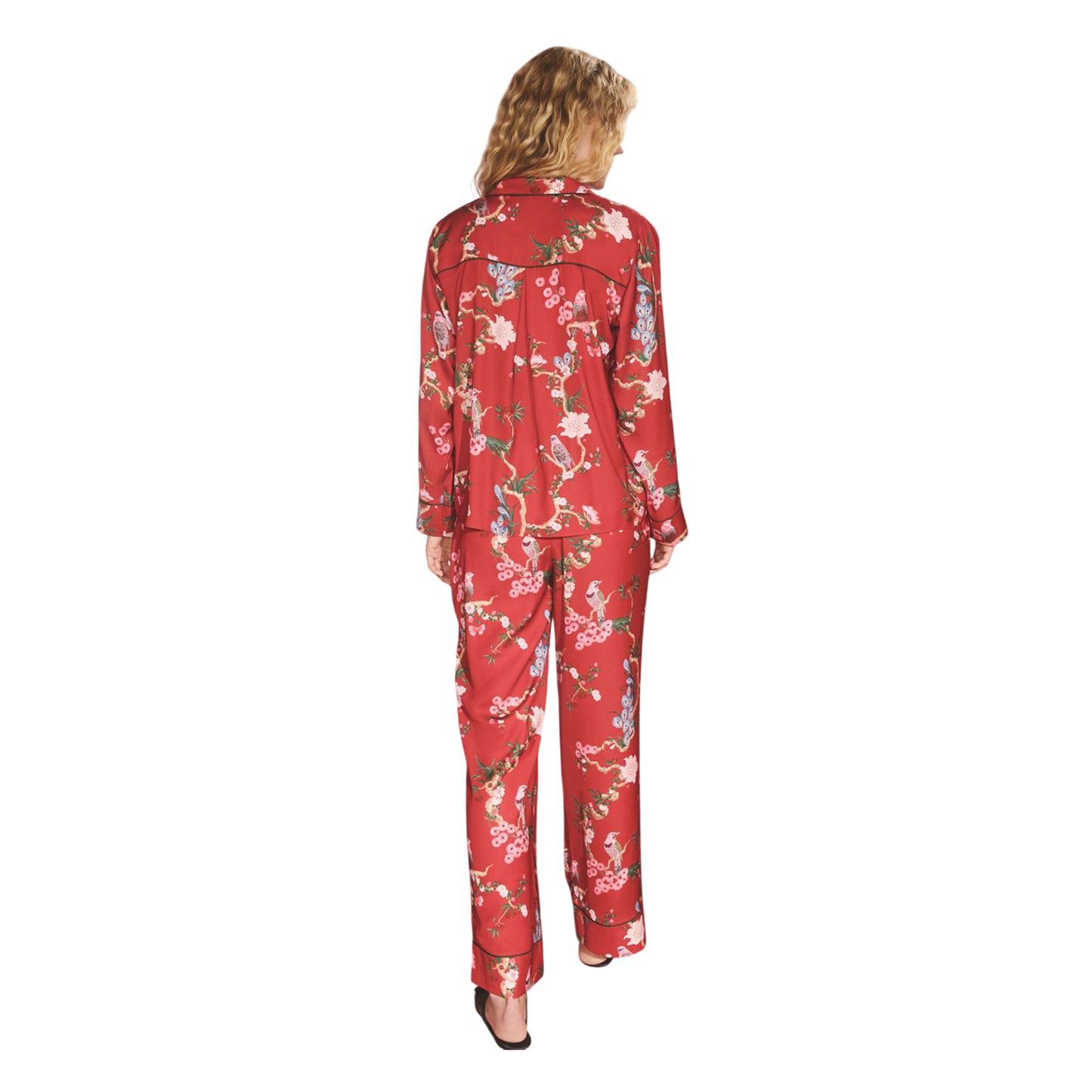 Red - Back - Cath Kidston Womens-Ladies Bird Button Through Pyjama Set