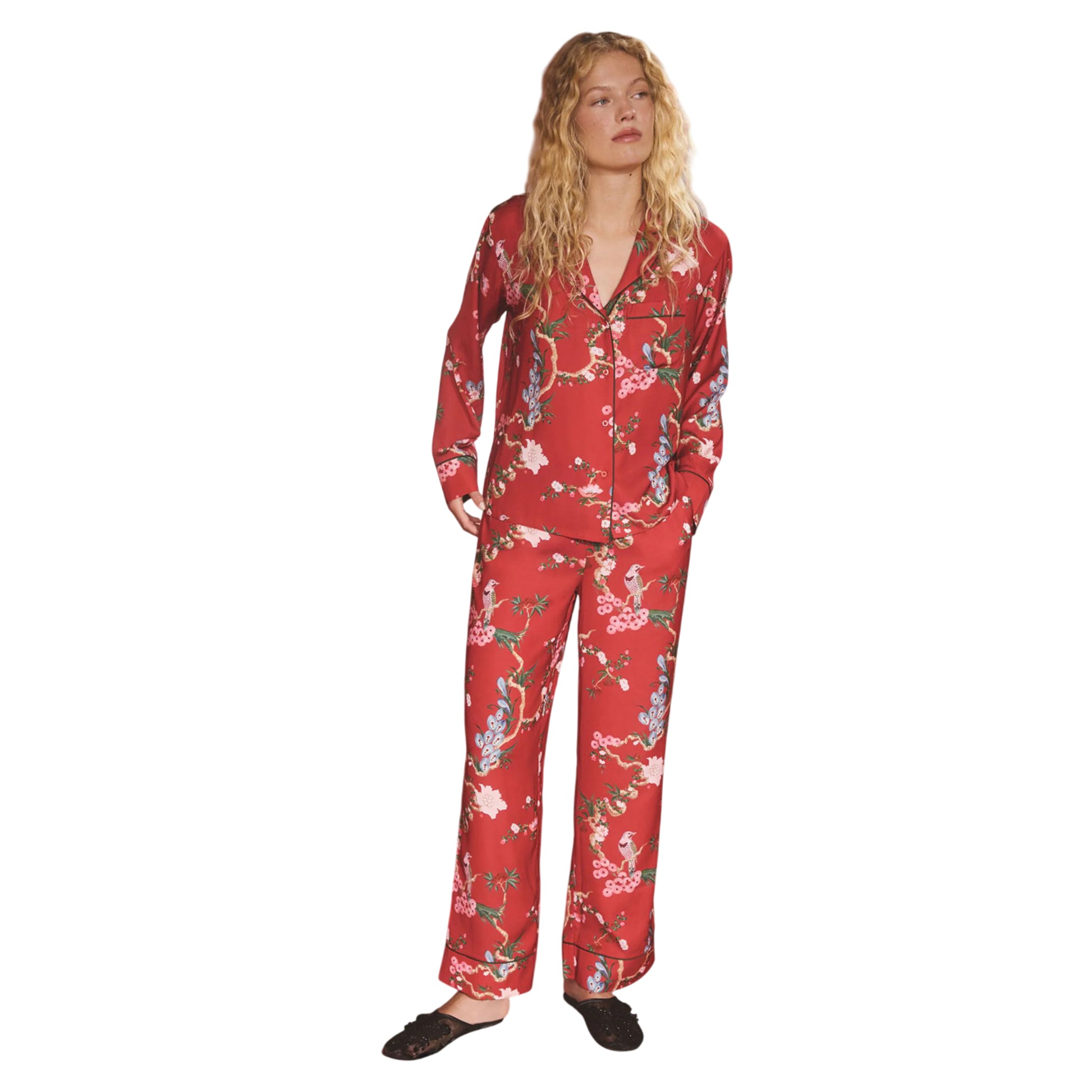 Red - Front - Cath Kidston Womens-Ladies Bird Button Through Pyjama Set