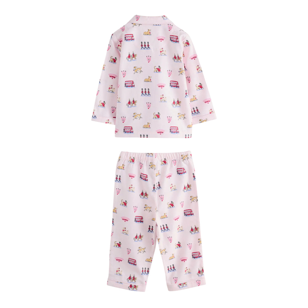 Pink - Back - Cath Kidston Girls Button-Down Pyjama Set
