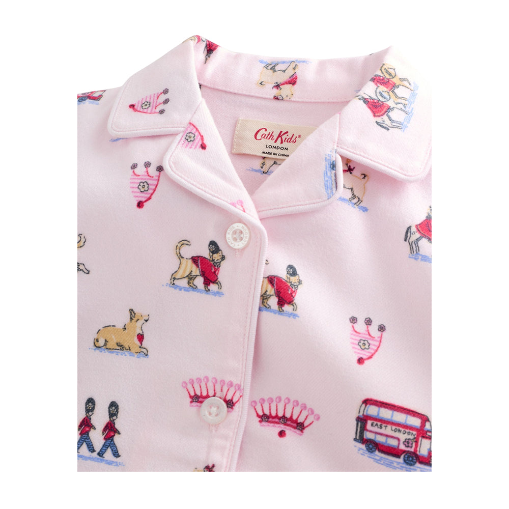Pink - Side - Cath Kidston Girls Button-Down Pyjama Set